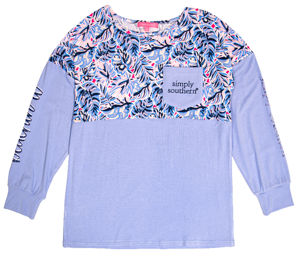 simply southern palm leaf jersey long sleeve top