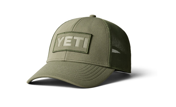 olive green yeti patch mesh trucker hat