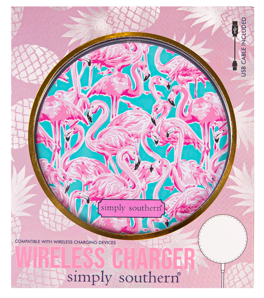 simply southern pink flamingo wireless charger charging pad