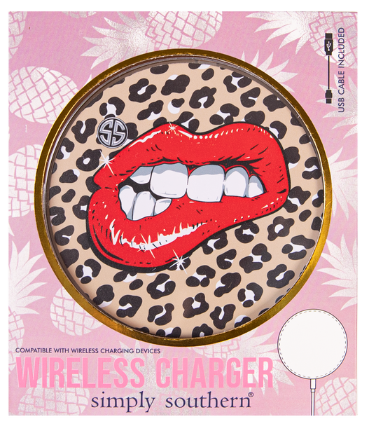 simply southern wireless charger leopard lips charging pad