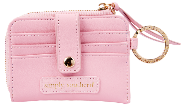 simply southern leather key id wallet keychain pink