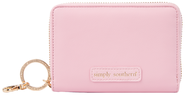 simply southern small zip wallet keychain leather pink