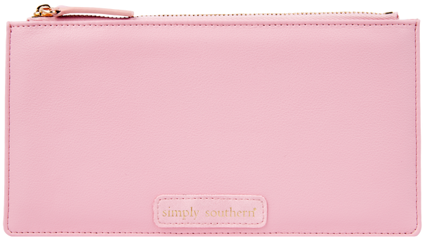 simply southern leather zip clutch wallet pink