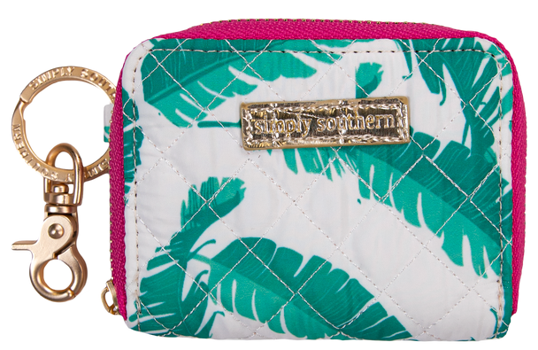 simply southern quilted keychain ID wallet green palm