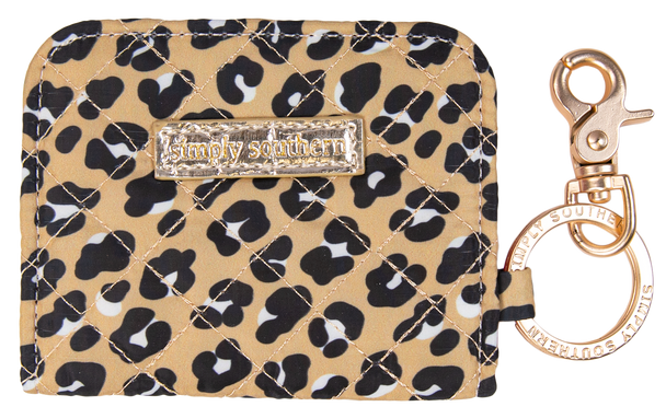 ◆JOSEPH&STACEY◆ Lucky Knit Card Wallet With Chain Leopard Snap ID Wallet Keychain Leopard - Coastal Cottage