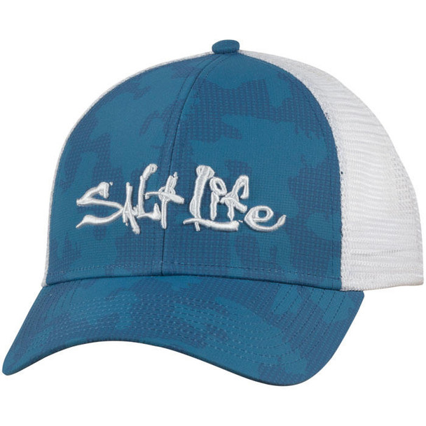 salt life camo mesh reef blue hat