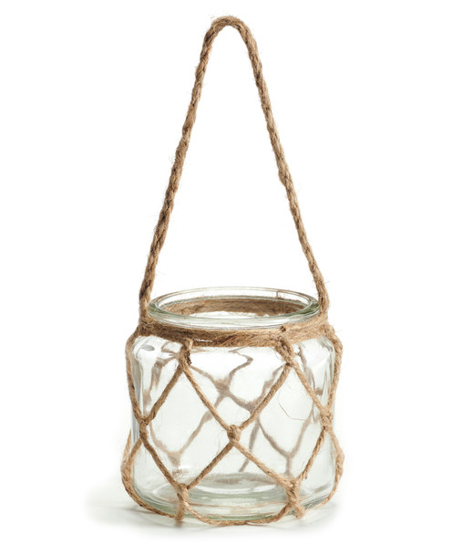 clear glass candle holder with rope nautical candle holder coastal decor
