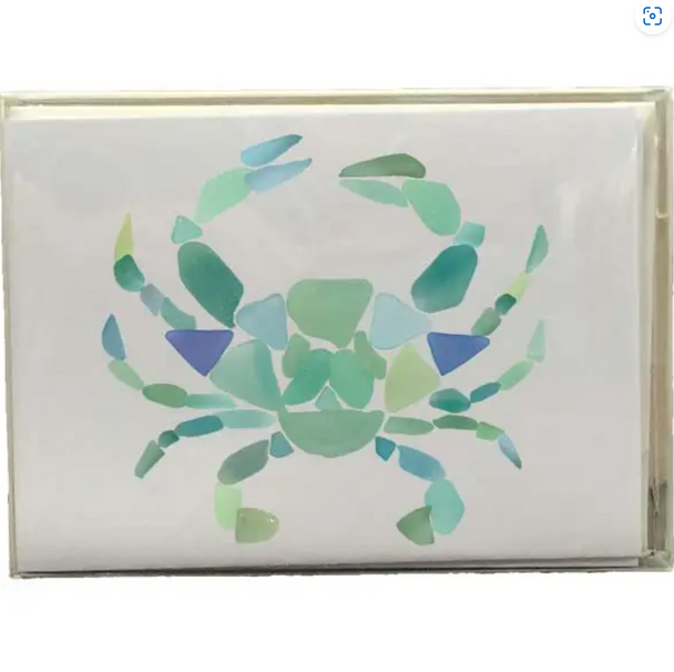 sea glass crab coastal notecards