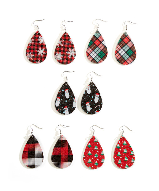 christmas plaid festive holiday earrings