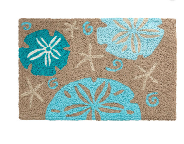 jellybean rug aqua sanddollars on sand entry rug indoor rug