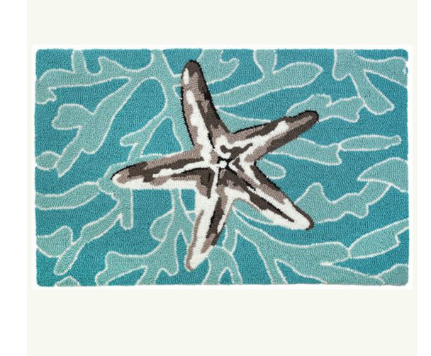 starfish on mosaic coral jellybean rug