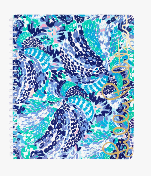 lilly pulitzer large spiral notebook wave after wave blue teal aqua