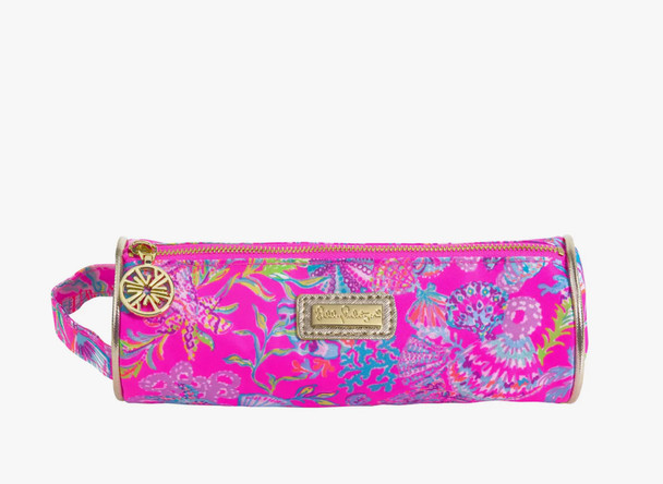 lilly pulitzer hot pink pencil pouch rounc pencil case shell me something good sea life