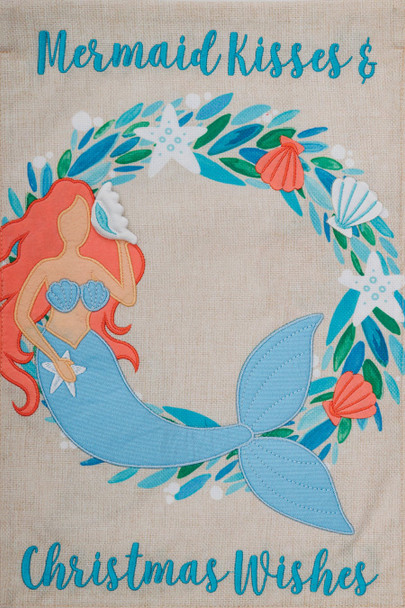 mermaid kisses starfish wishes burlap garden flag wreath