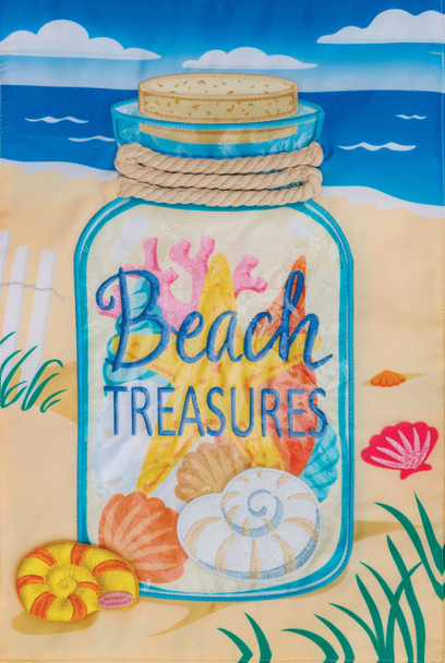 beach treasures applique coastal garden flag seashells