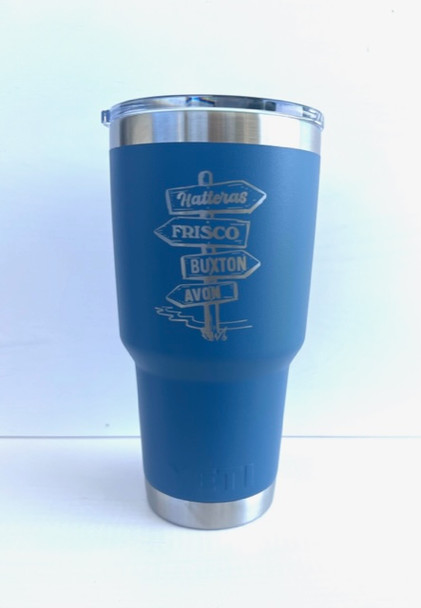 30oz nordic blue hatteras island village towns custom laser engraved