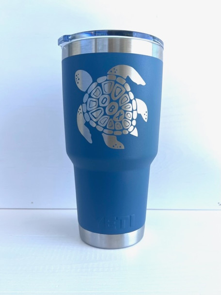 30oz nordic blue yeti laser engraved obx sea turtle