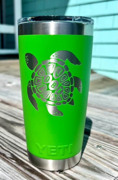 obx sea turtle canopy green laser engraved yeti 20oz