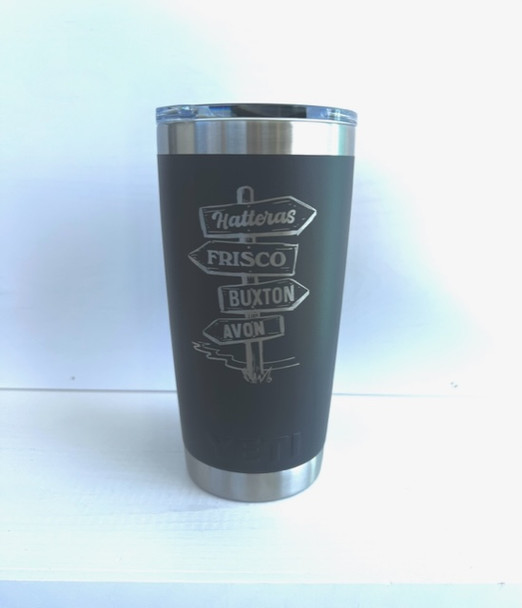 hatteras island village signs 20oz charcoal custom laser engraved yeti