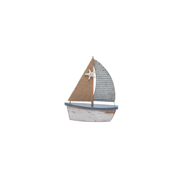 coastal sailboat with burlap, brushed metal and starfish