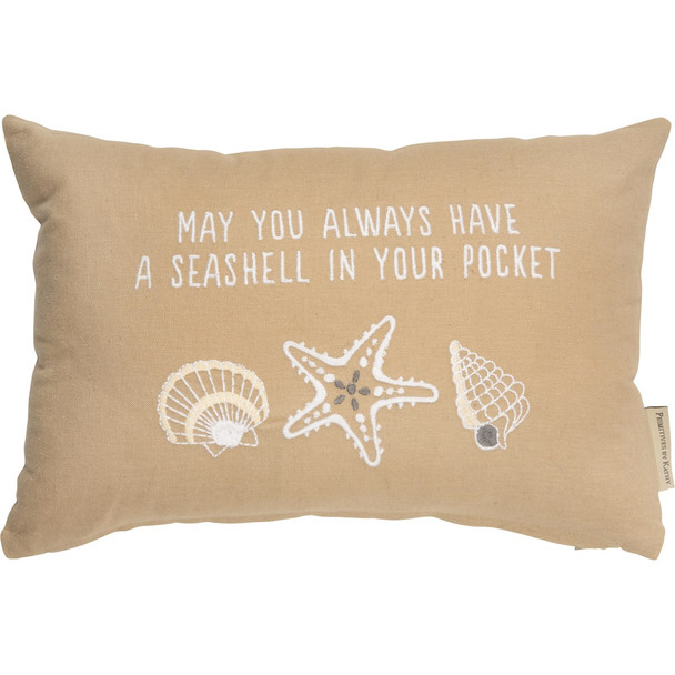coastal embroidered seashell pillow shell in your pocket