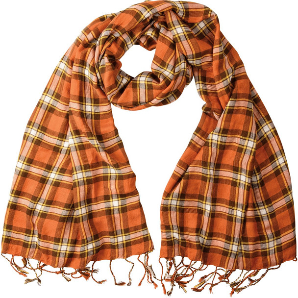 fall plaid scarf orange tan brown