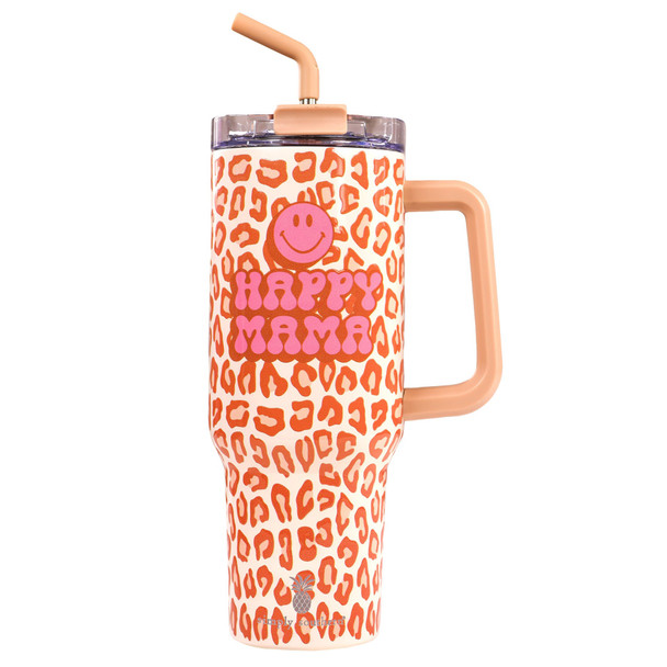 simply southern 40oz drink tumbler with straw happy mama