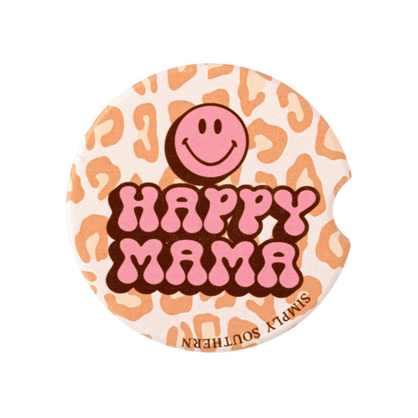 simply southern car coaster happy mama leopard