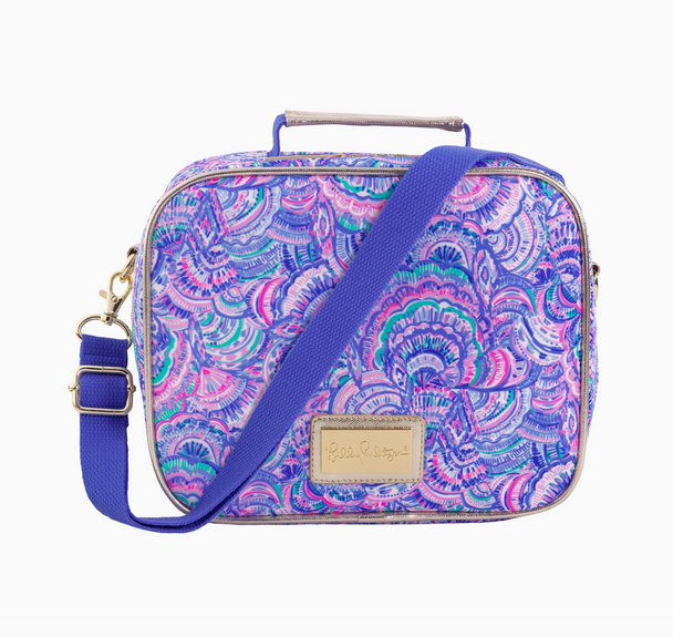 lilly pulitzer lunch bag happy as a clam purple shells