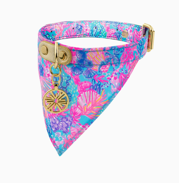 lilly pulitzer dog collar bandana splendor in the sand coastal dog collar