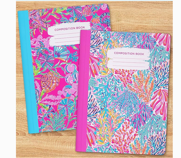 lilly pulitzer set of 2 composition notebooks shell me something good splash dance coastal notebook