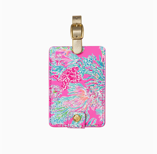 lilly pulitzer luggage tag seaing things coastal coral sea turtle