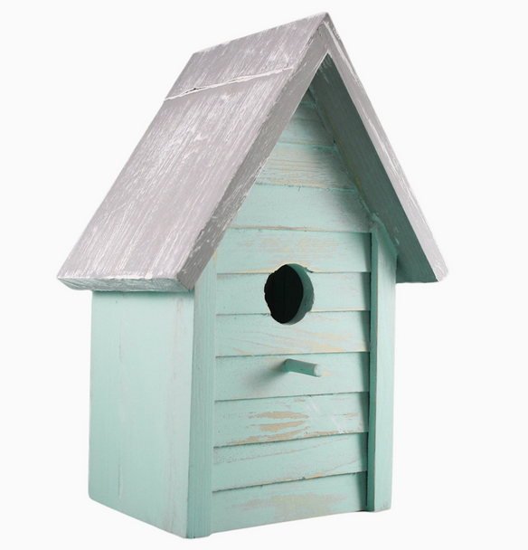 coastal aqua cottage birdhouse decor