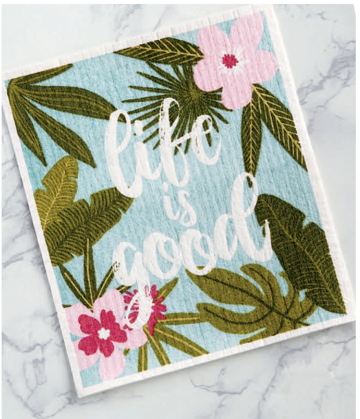 life is good swedish dish cloth tropical hisbicus