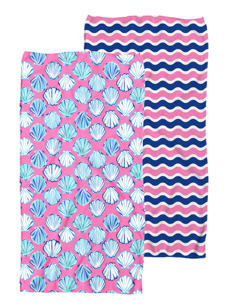 simply southern reversible quick dry sand free towel seashells shells coastal beach towel