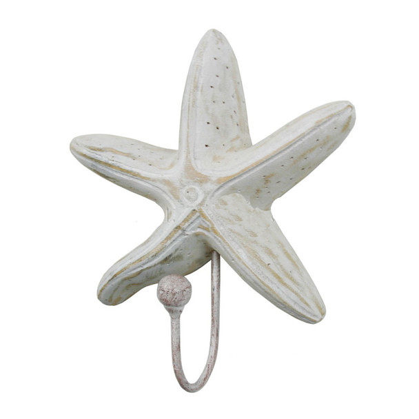 whitewash starfish single hook coastal wall hook