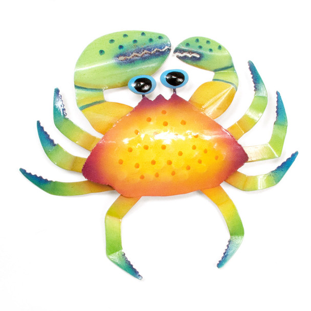 Orange Metal Crab Wall Art Patio Safe