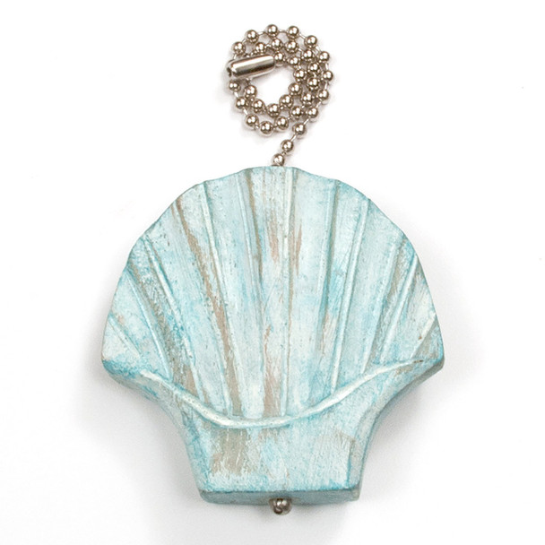aqua scallop shell fan pull coastal seashell shells