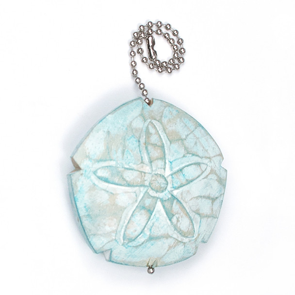 carved aqua sanddollar fan pull