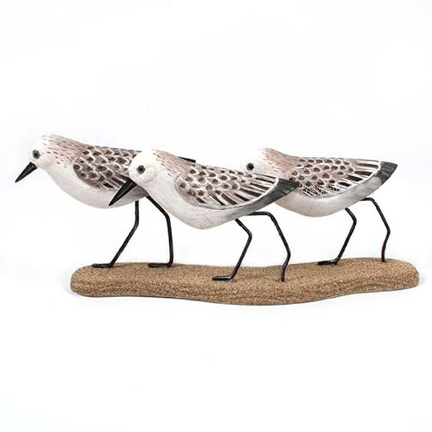 sanderling trio on base three shorebirds nautical coastal decor