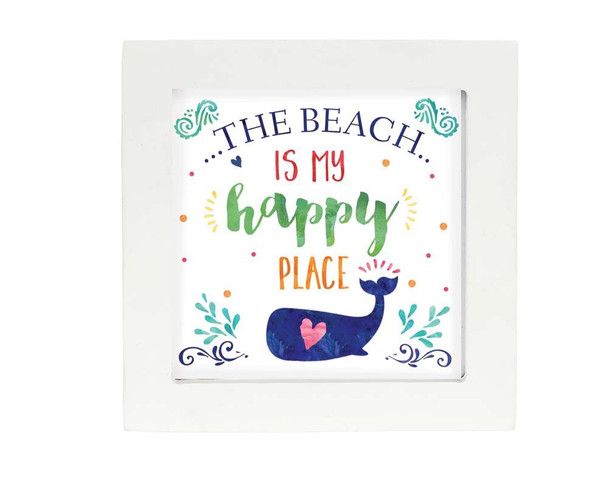 coastal watercolor magnet frame art beach is my happy place whale