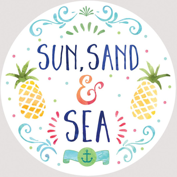 car coaster sun sand sea pineapples