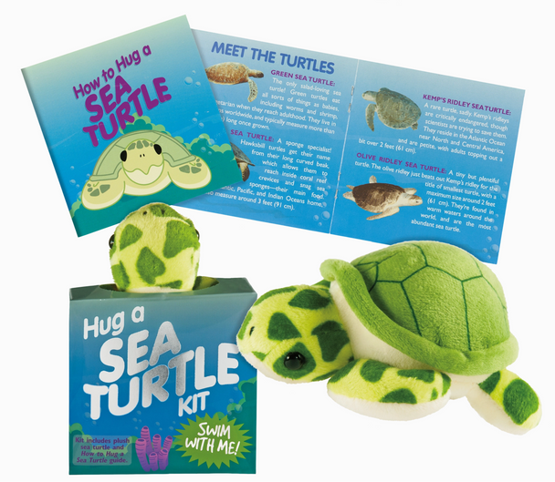 hug a sea turtle kit book and sea turtle plush stuffed animal