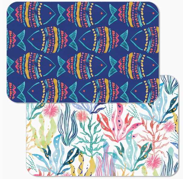 reversible placemat fish coral coastal placemat easy car washable along the coast