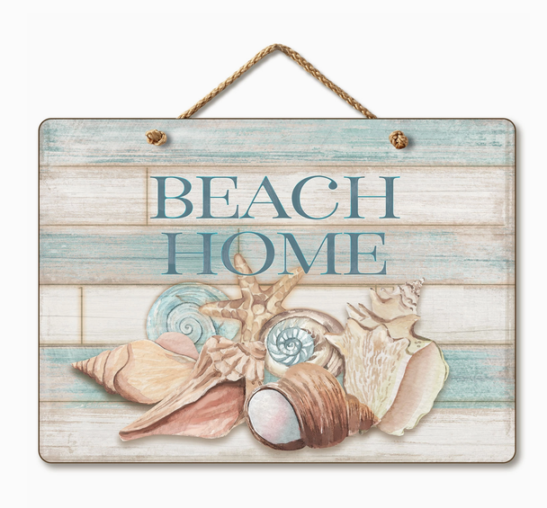 beach home wall art with shells
