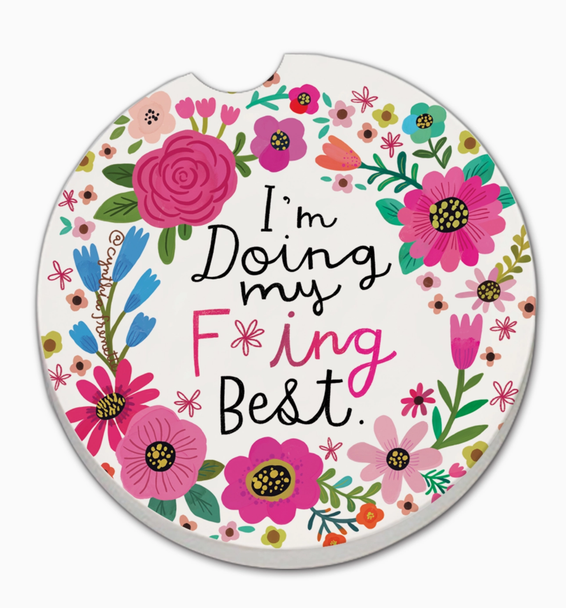 funny car coaster floral doing my best