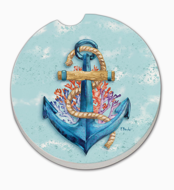 car coaster anchor coral nautical coastal