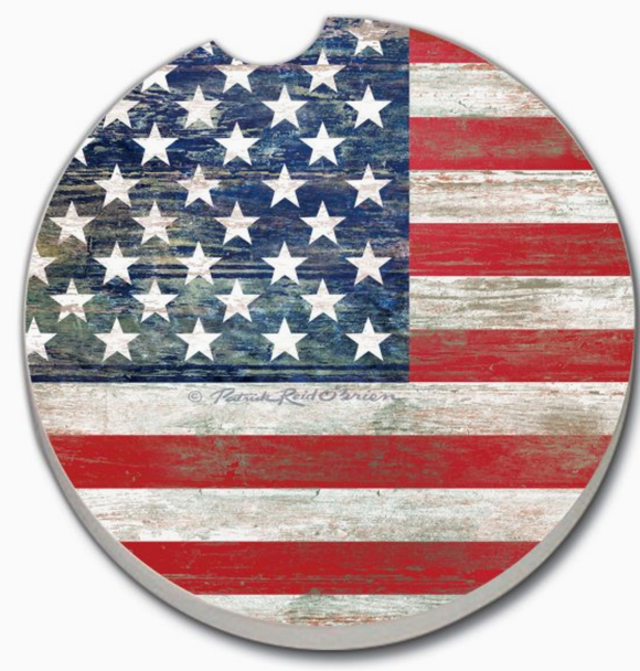 car coaster american flag rustic patriotic