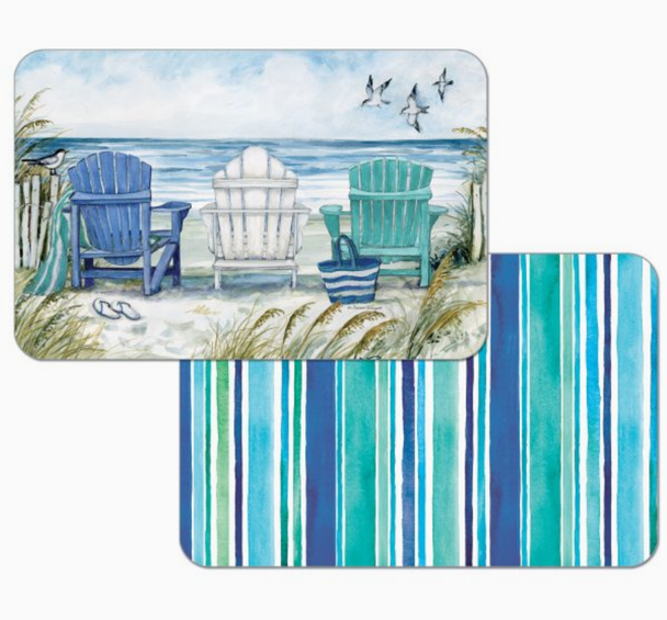 reversible placemat stripe chairs by the sea coastal beach house placemats