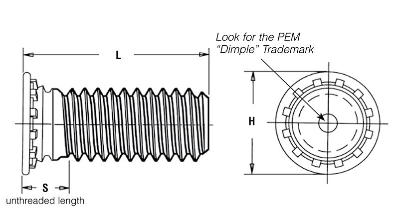FH-032-8ZI - Self-Clinching Threaded Stud by PennEngineering ® (PEM ®)